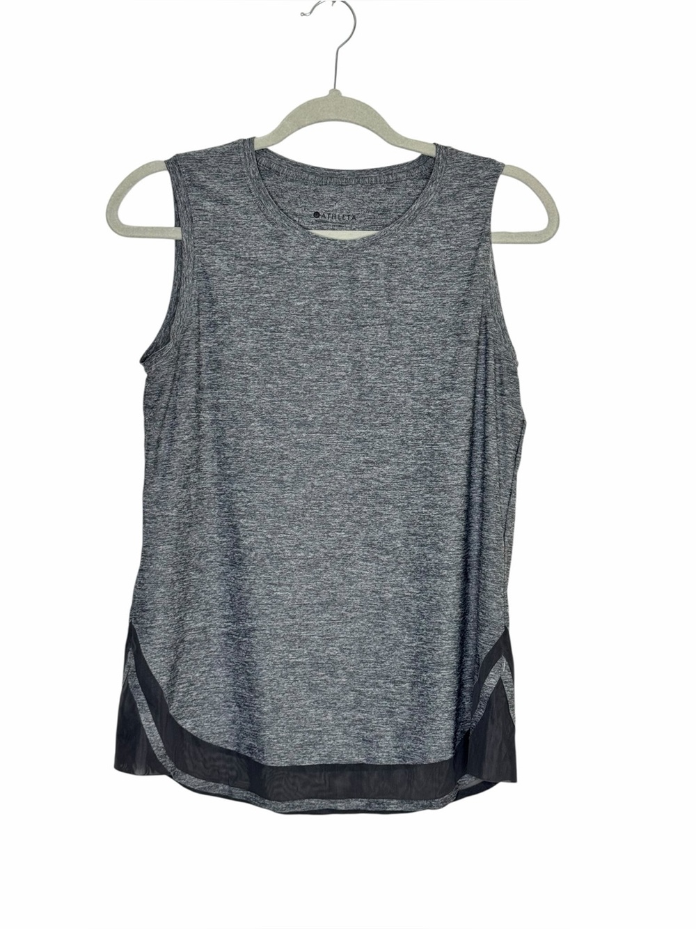 Athleta Cadance Gray Sleeveless Layered Hem Active Tank, size Small, EUC